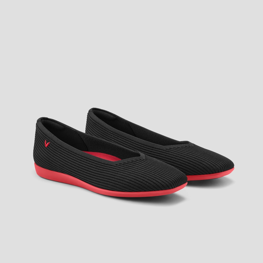 Women's Black and Red Flats